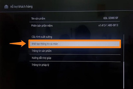 Khởi tạo lại thông tin cá nhân cho tivi Sony Smart